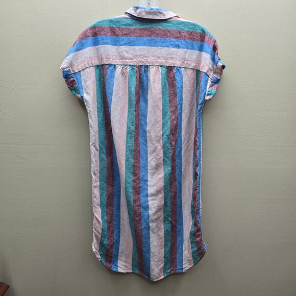 Madewell Central Flagstaff Striped Linen Blend Shirt Dress Multicolor Size Small - Picture 2 of 4